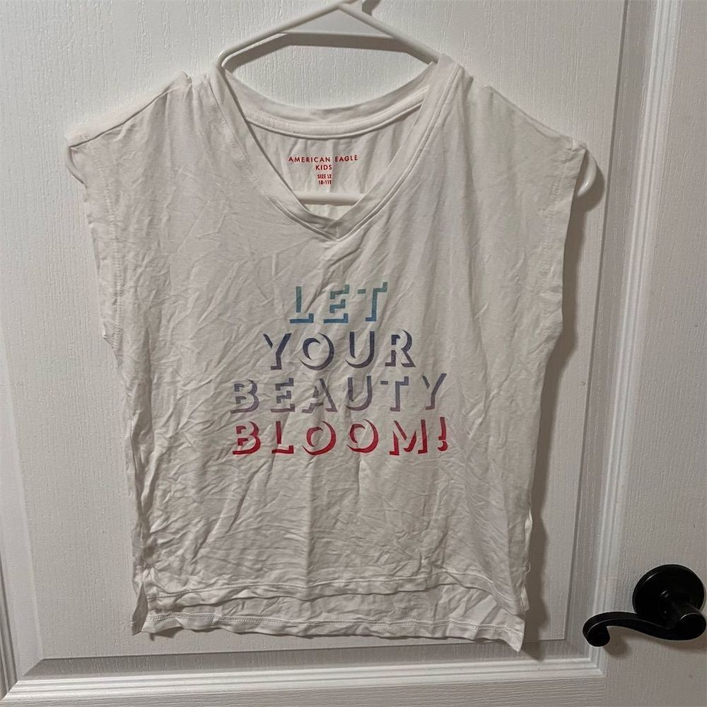 American Eagle Kids Girls Graphic‎ T-Shirt White Size 12 Sleeveless NWT